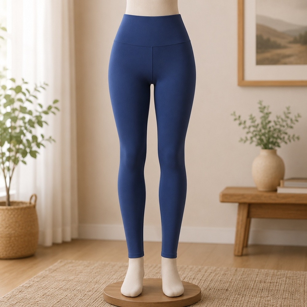 MUK LUKS Leggings Women M/L Navy Blue Fleece Lined High Waisted Seamless